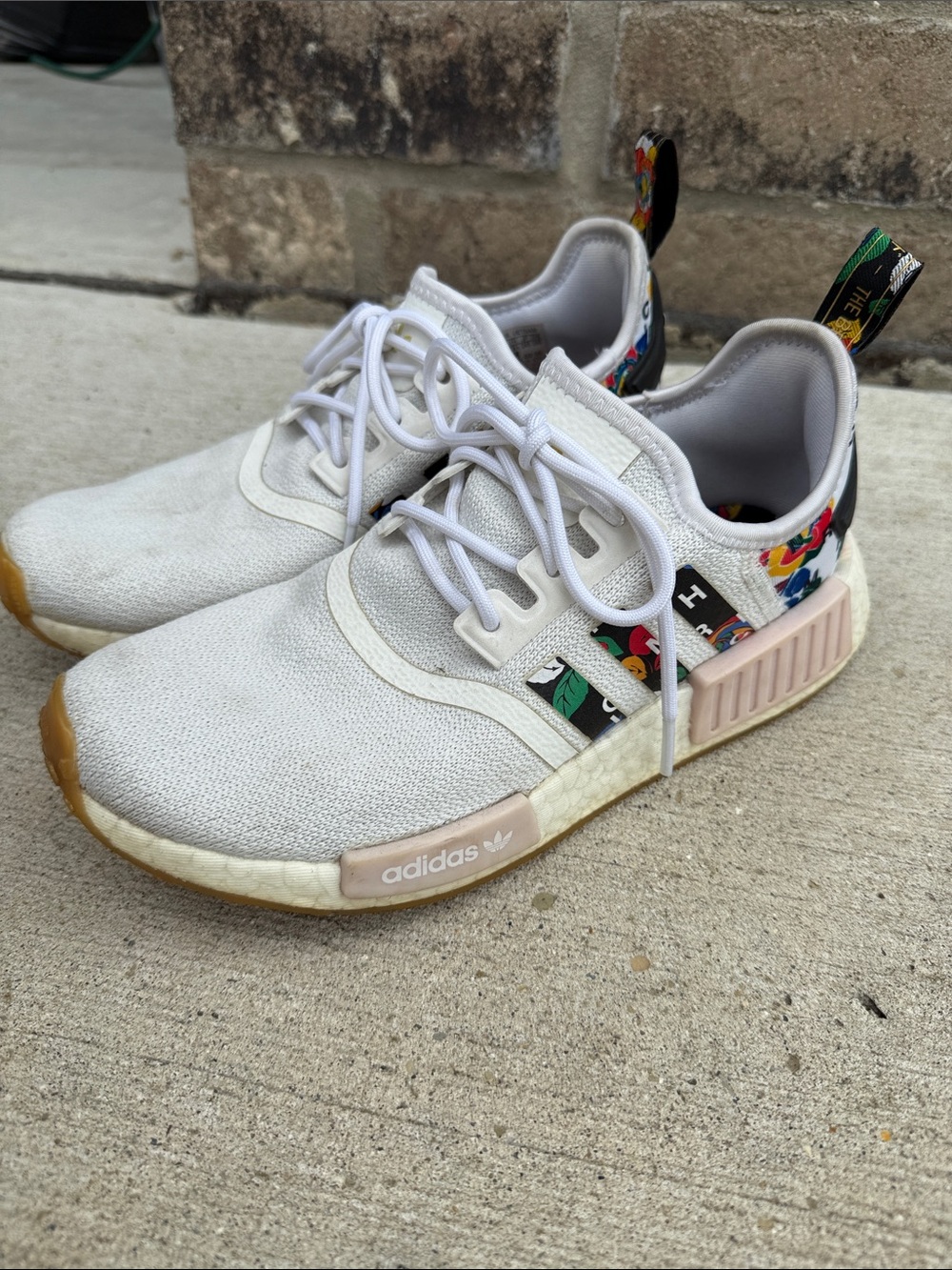 adidas women White Sneakers with Multicolor Heel Accents